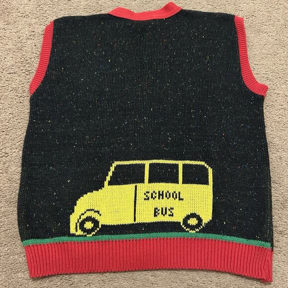 Sweater Loft Vintage School Teacher Knit Vest Size Small Bus Chalkboard Books - Picture 6 of 6